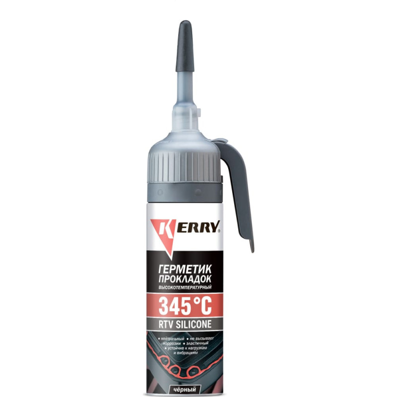 Герметик высокотемпературный силиконовый черный KERRY, 100мл.